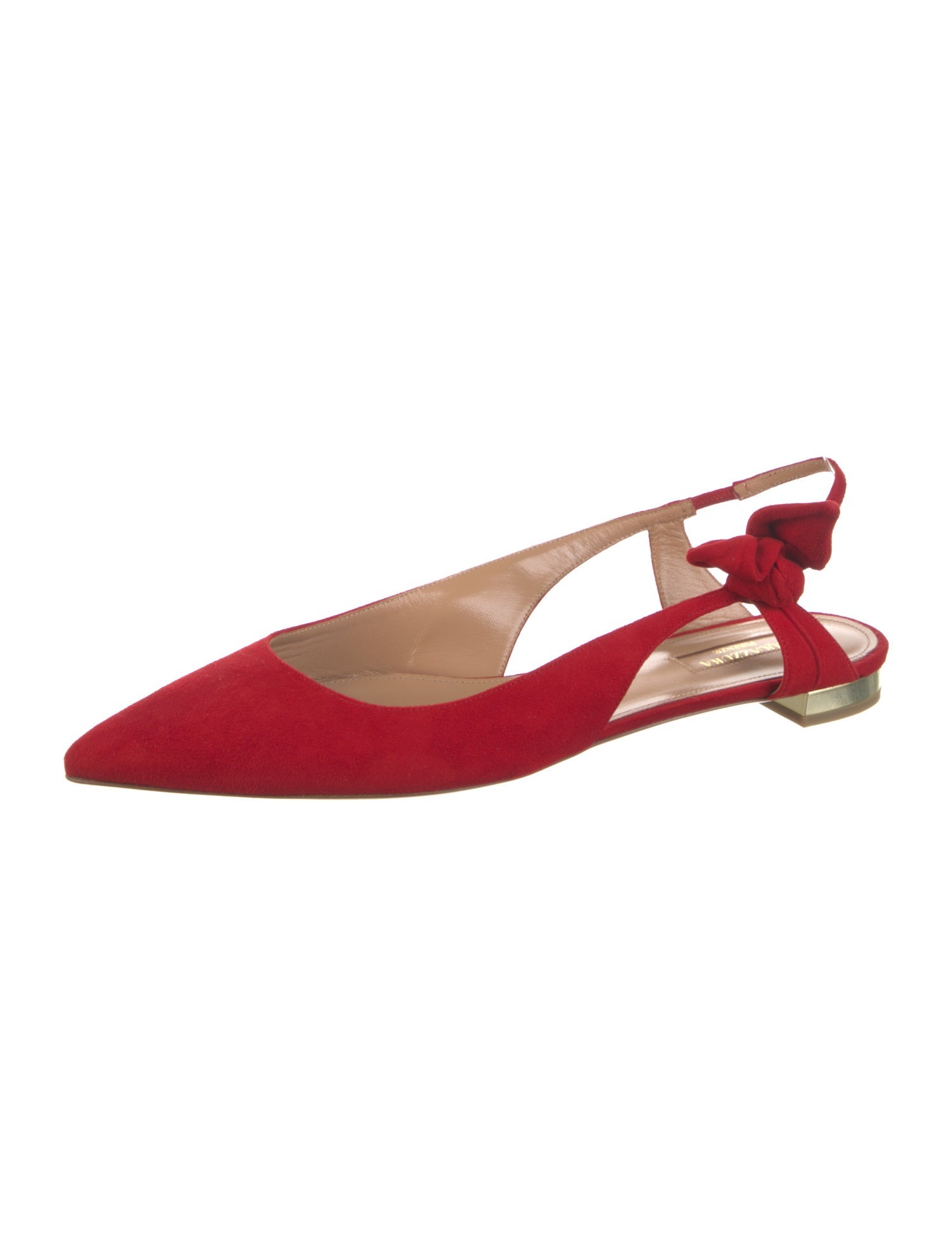 Aquazzura Suede Bow Accents Slingback Flats