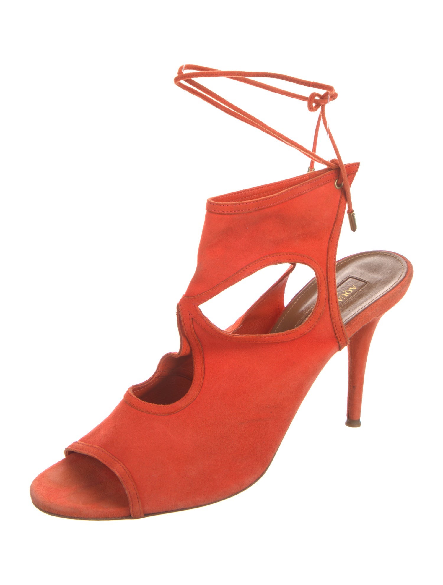 Aquazzura Suede Cutout Accent Slingback Pumps