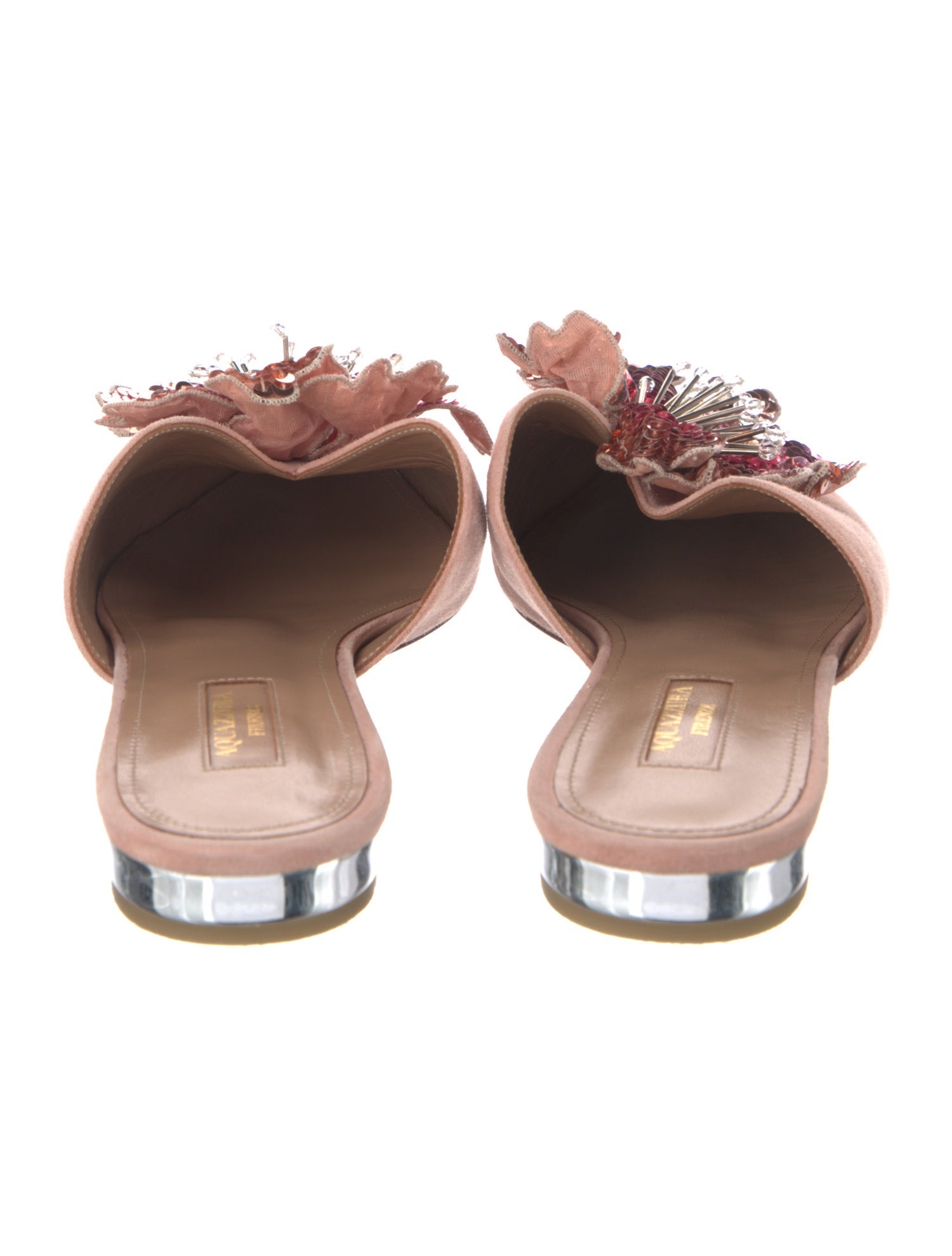 Aquazzura Suede Sequin Embellishments Slides