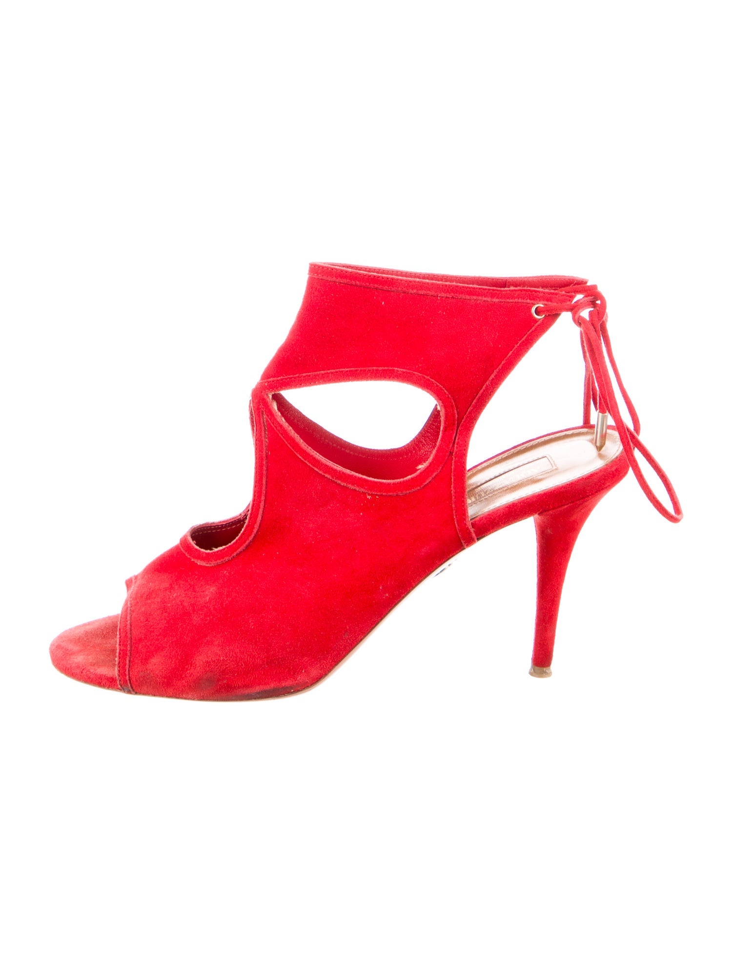 Aquazzura Suede Cutout Accent T-Strap Sandals