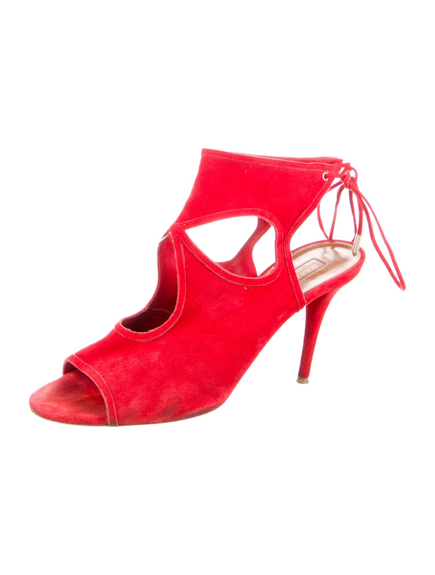 Aquazzura Suede Cutout Accent T-Strap Sandals