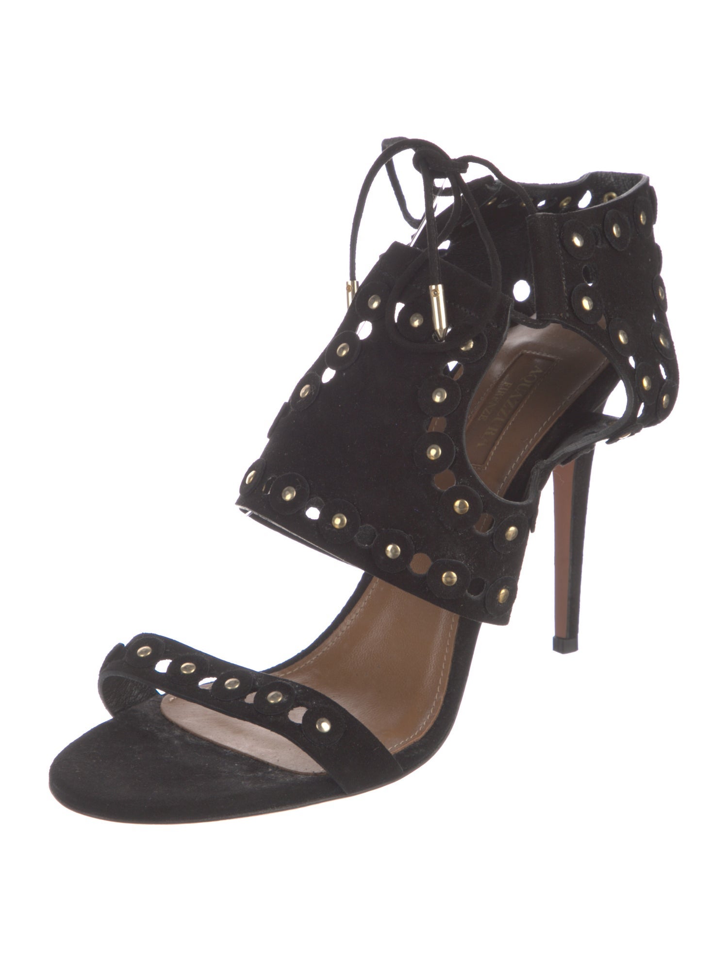 Aquazzura Suede Studded Accents Sandals
