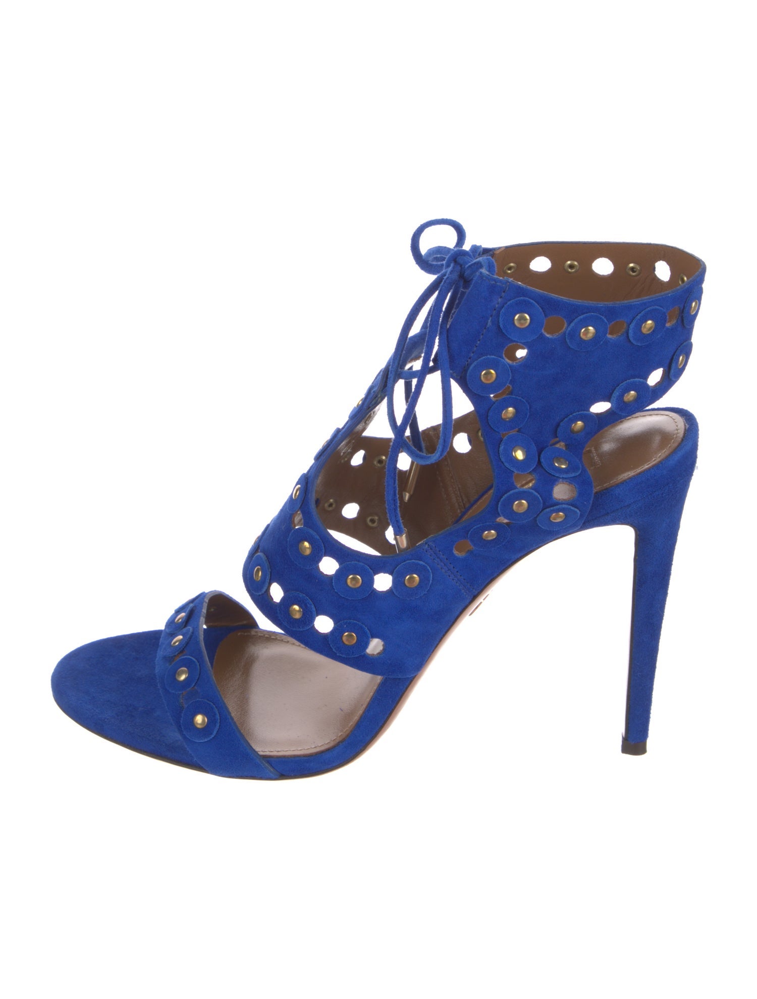 Aquazzura Suede Studded Accents Slingback Sandals