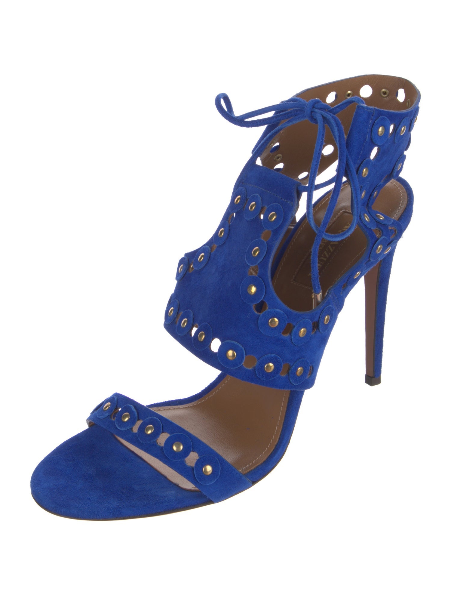 Aquazzura Suede Studded Accents Slingback Sandals