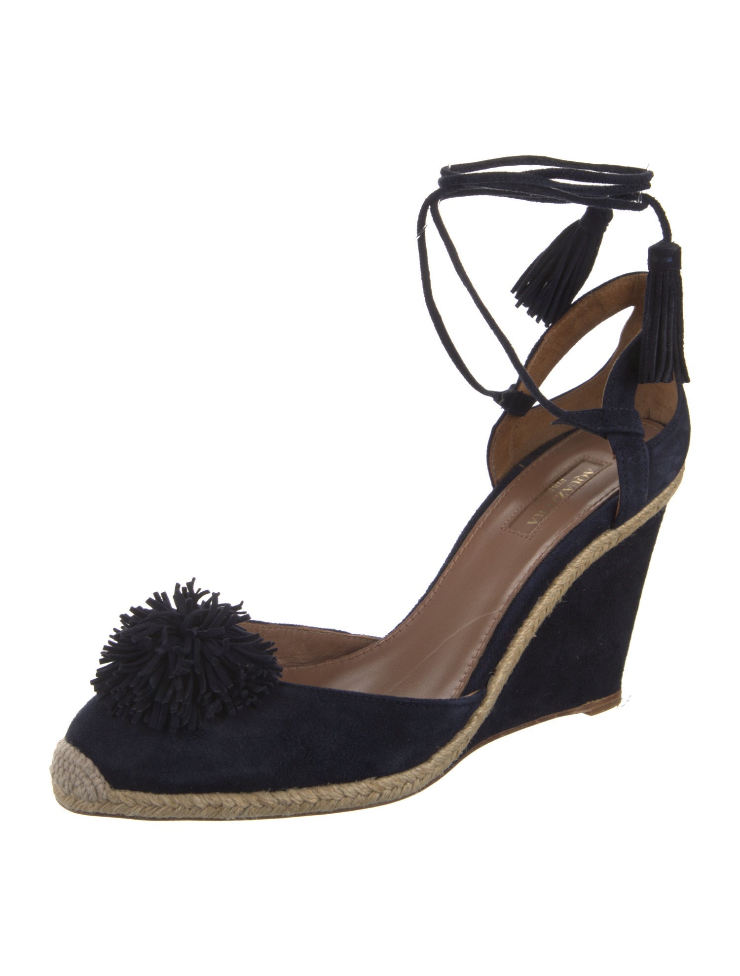 Aquazzura Suede Tassel Accents D'Orsay Pumps