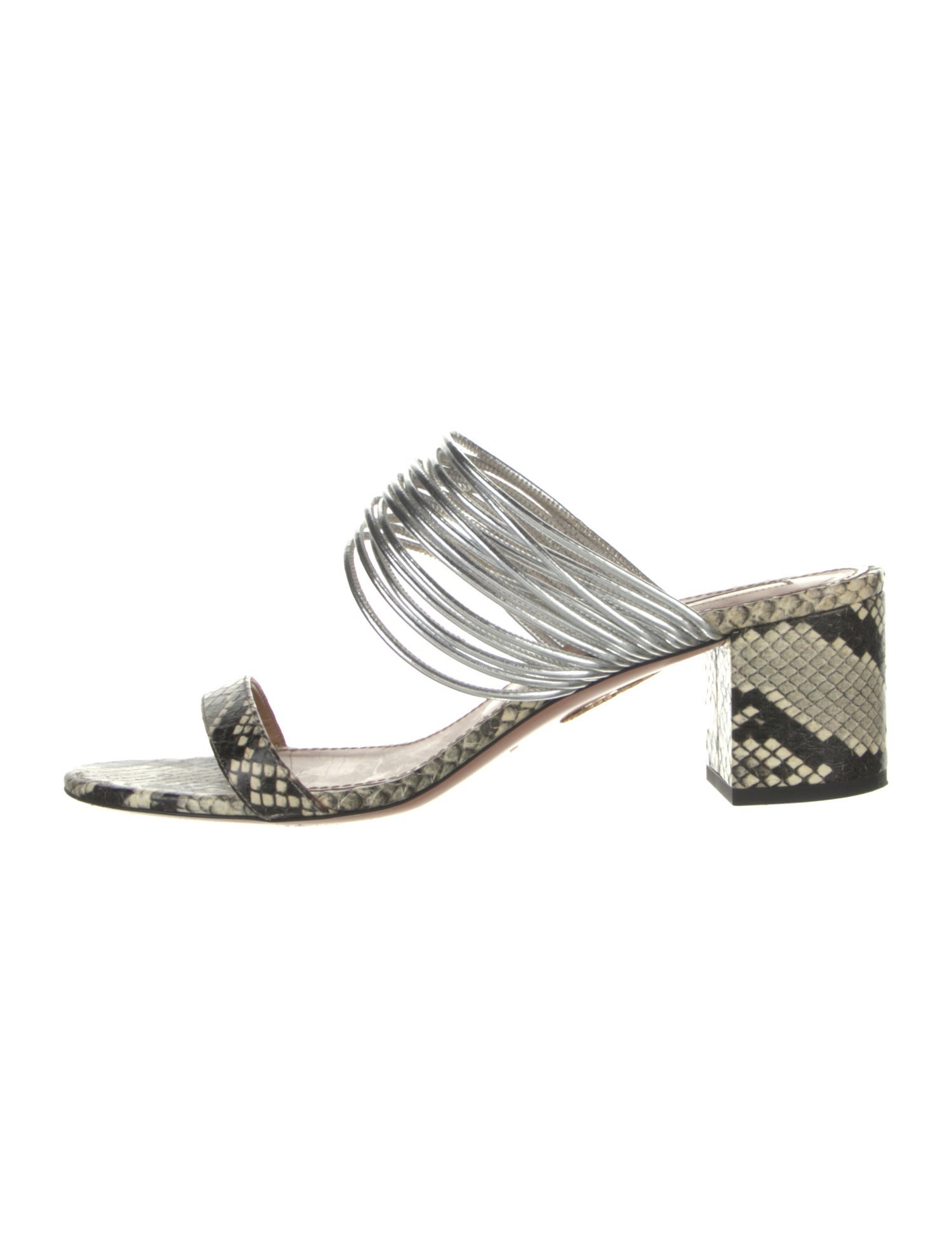 Aquazzura Leather Animal Print Slides