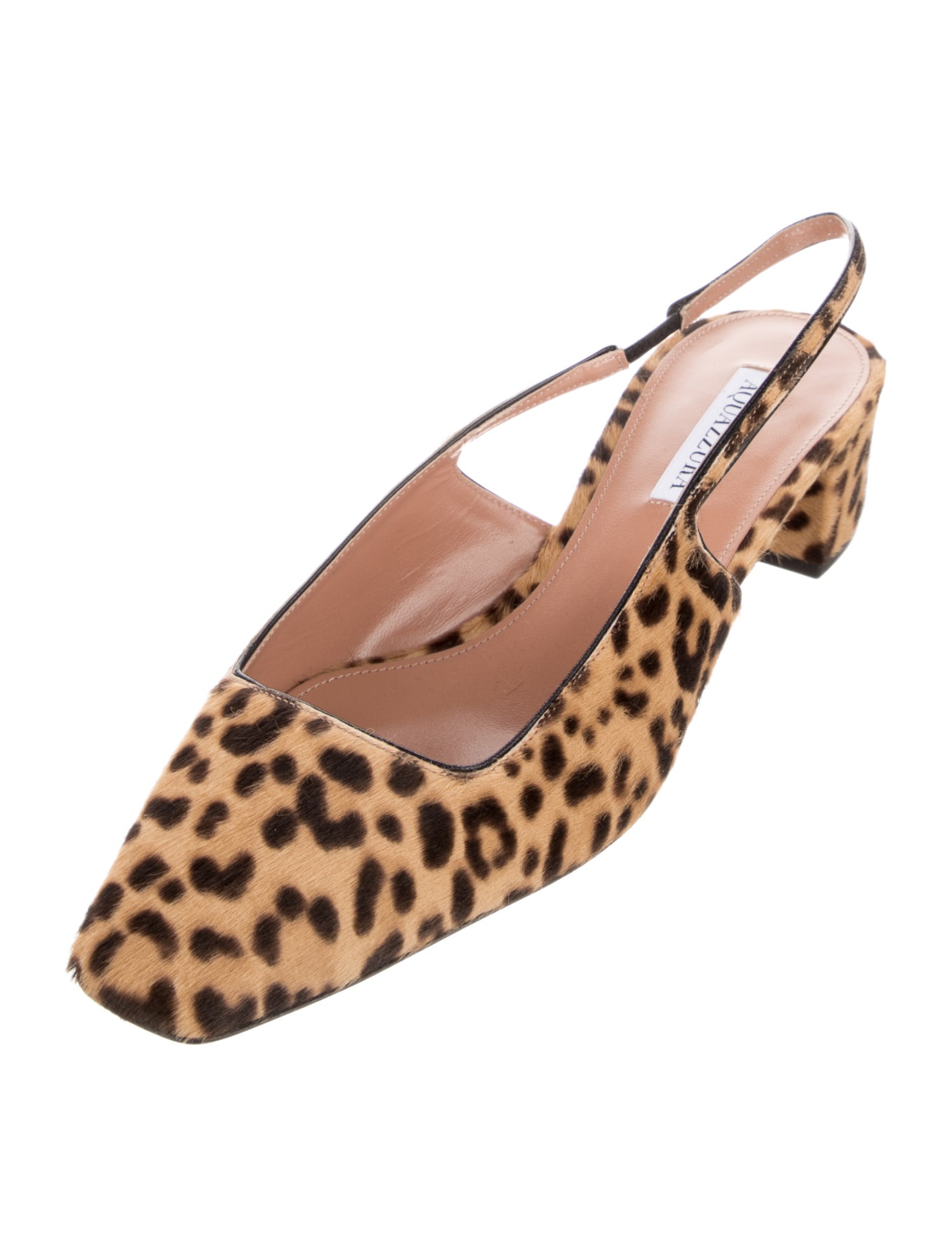 Aquazzura Ponyhair Animal Print Slingback Flats