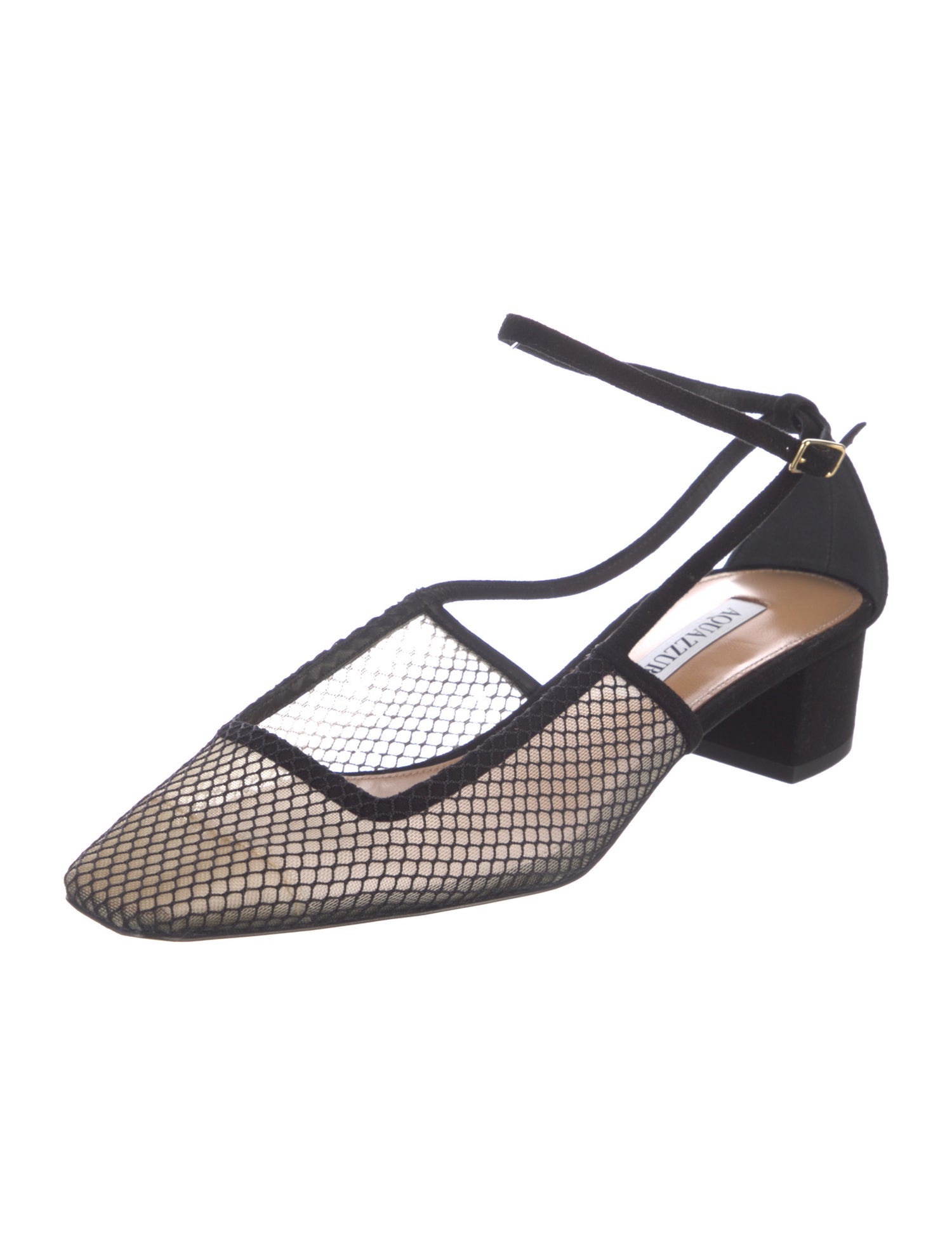 Aquazzura Leather Mesh Accents Flats