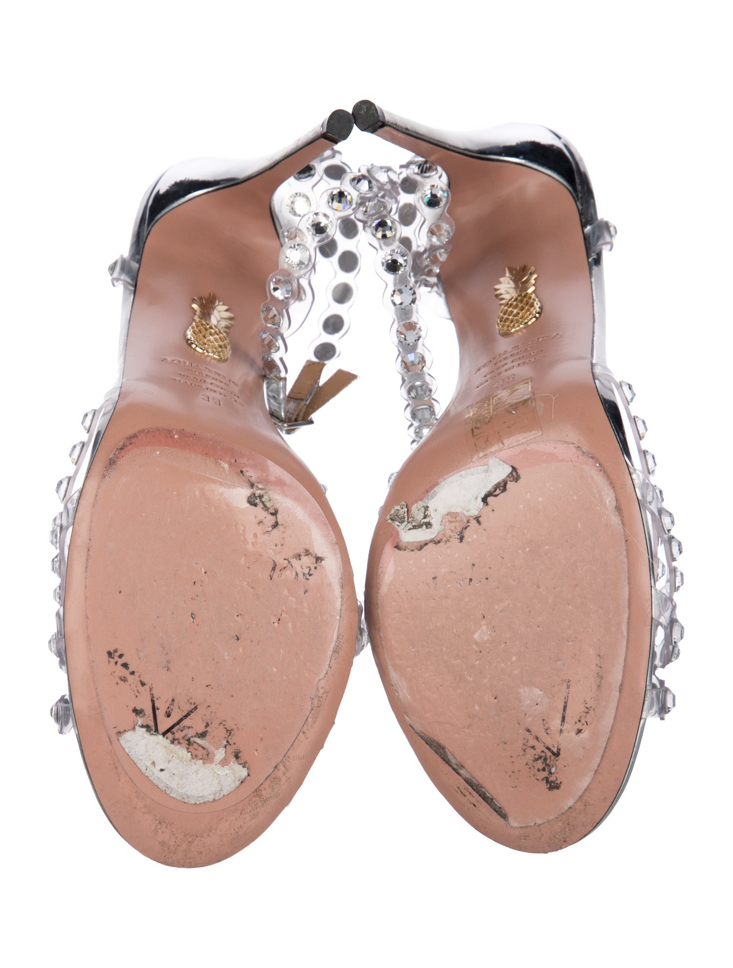 Aquazzura PVC Crystal Embellishments Sandals - Silver Sandals