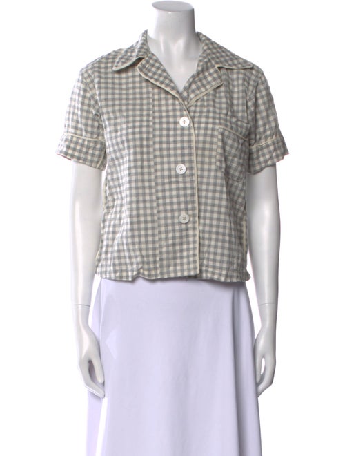 Araks Plaid Print Short Sleeve Button-Up Top