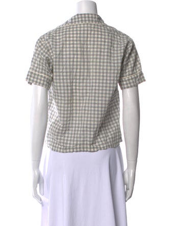 Araks Plaid Print Short Sleeve Button-Up Top