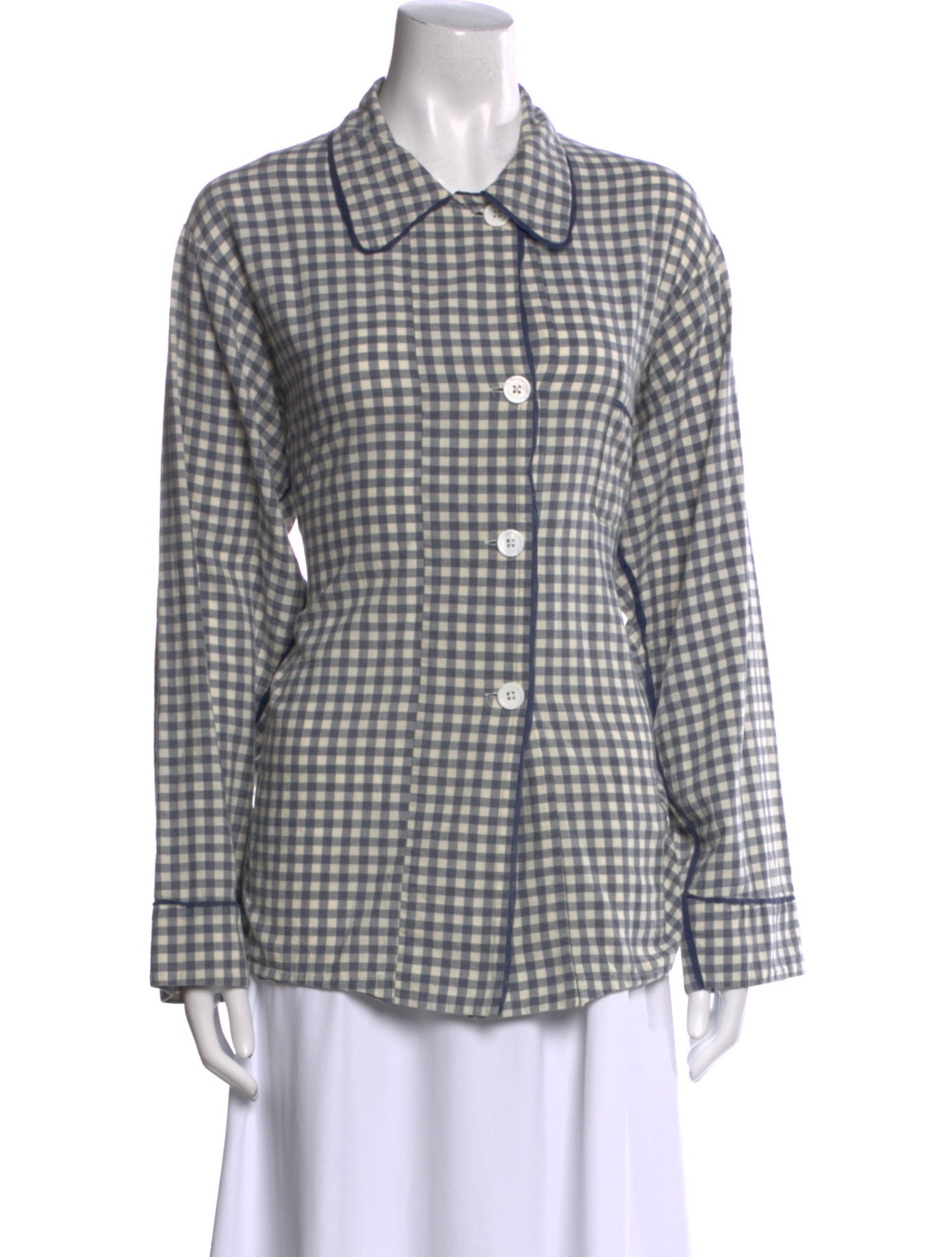 Araks Plaid Print Long Sleeve Button-Up Top