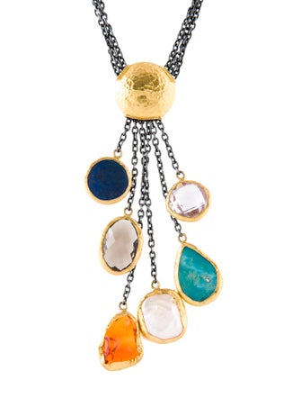 Ara Vartanian Mother of Pearl & Multistone Tassel Necklace