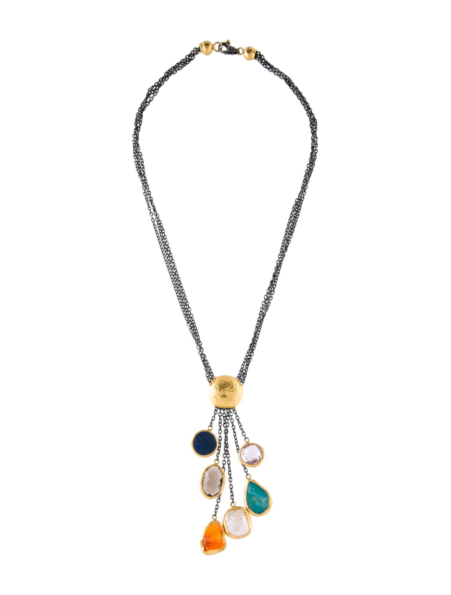 Ara Vartanian Mother of Pearl & Multistone Tassel Necklace
