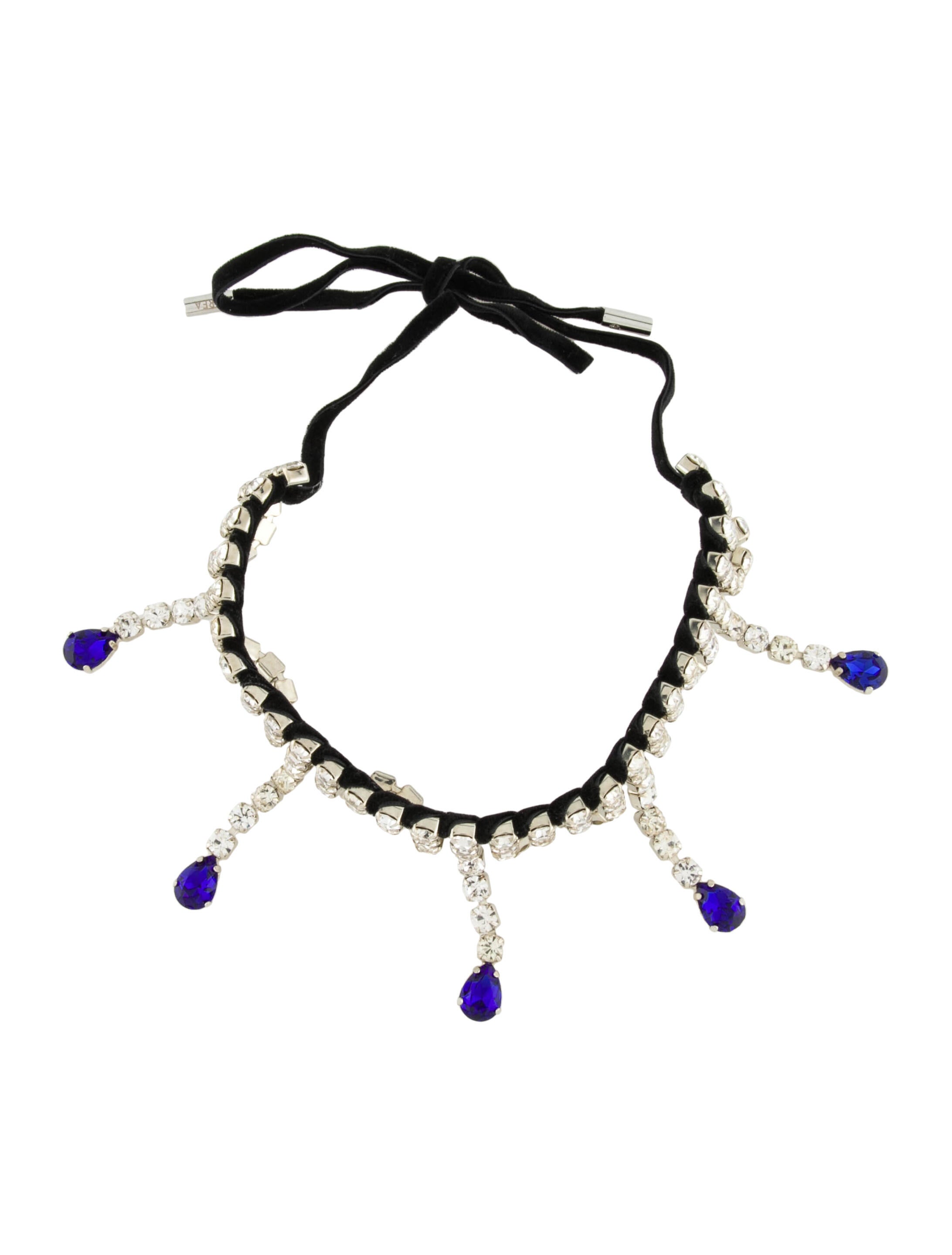 Area Crystal Choker Necklace SilverTone Metal Choker, Necklaces