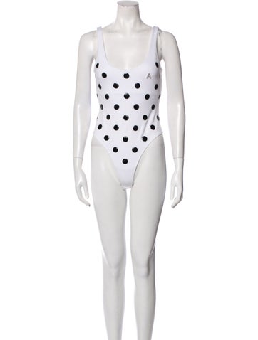 Area Tops Polka Dot Print Scoop Neck Bodysuit S