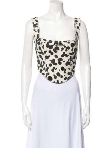 Area Tops Animal Print Square Neckline Crop Top US 2 | S