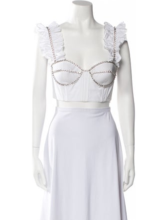 Area V-Neck Sleeveless Crop Top