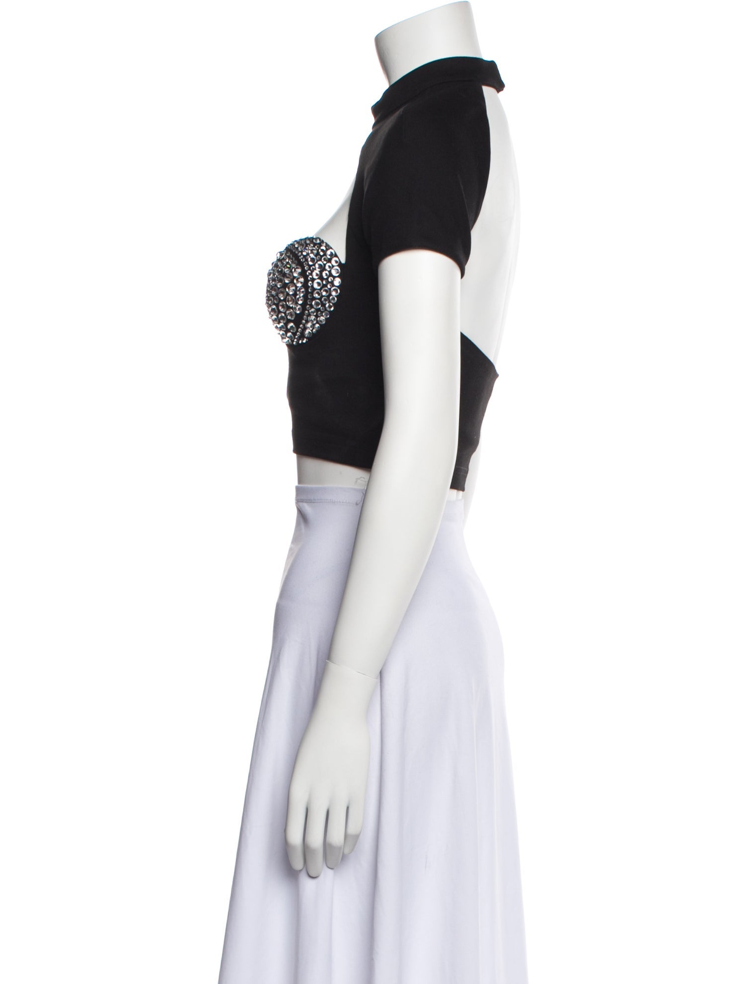 Area Graphic Print Mock Neck Crop Top