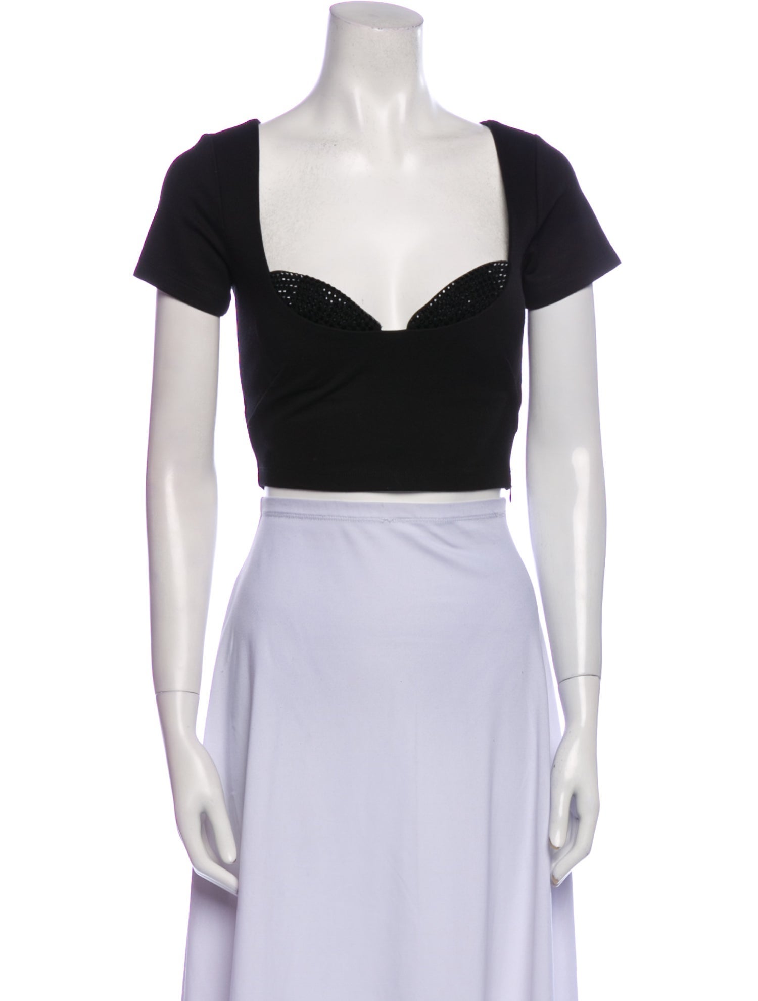 Area Square Neckline Short Sleeve Crop Top