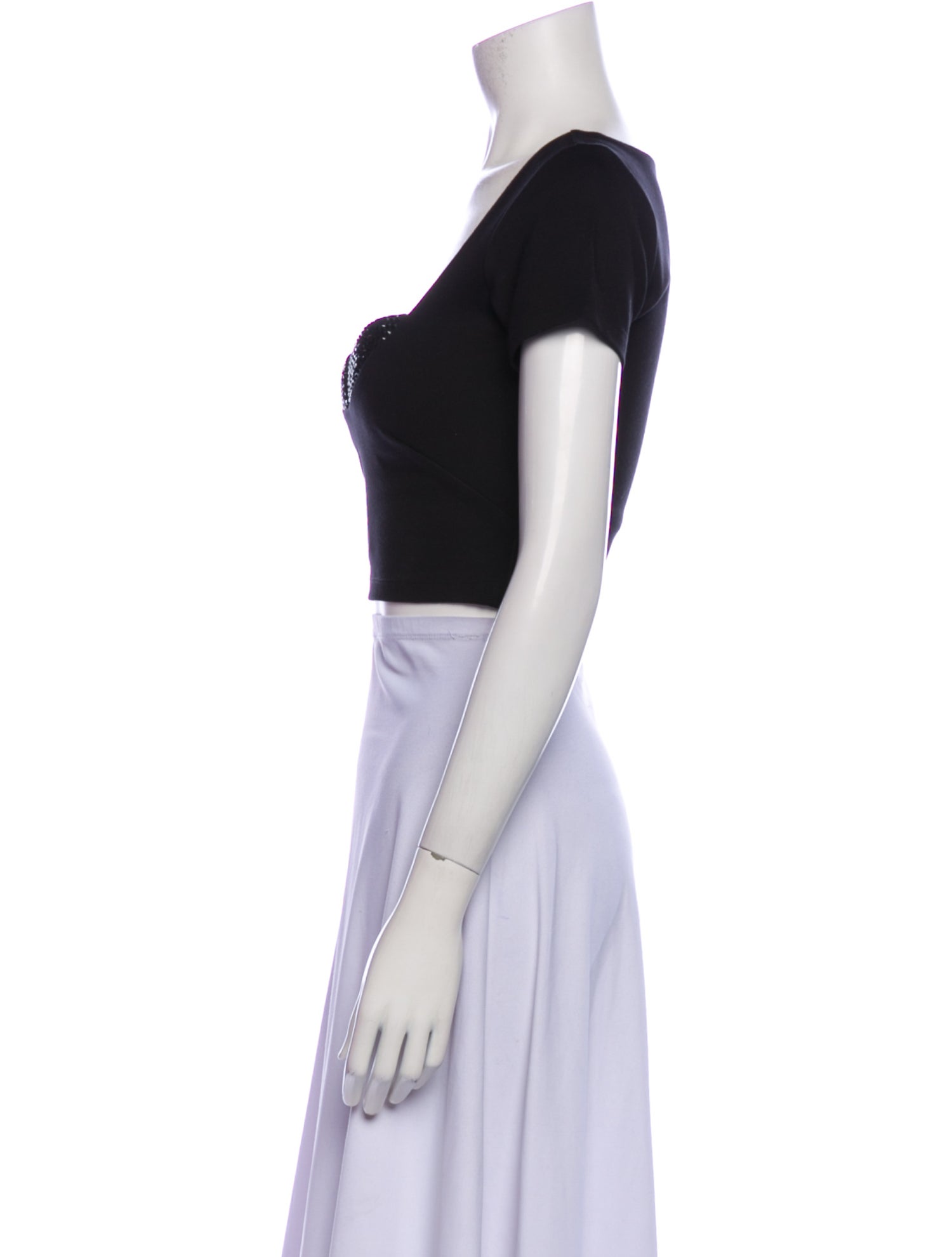 Area Square Neckline Short Sleeve Crop Top