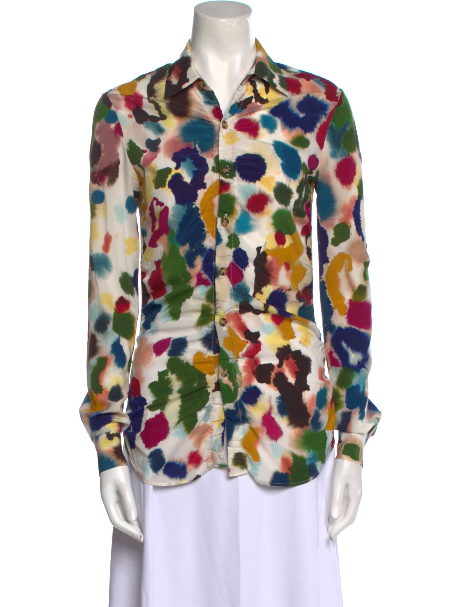 Area Silk Printed Button-Up Top