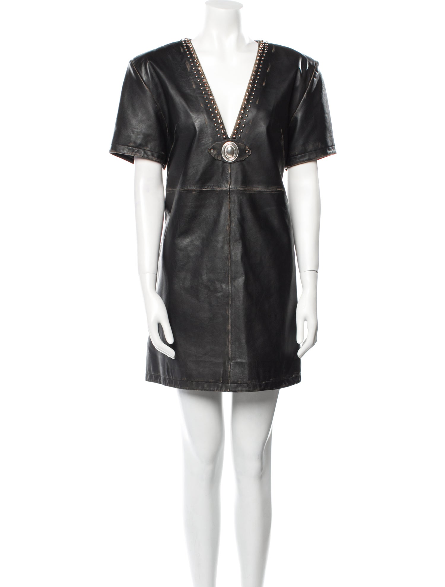 Area Leather Mini Dress