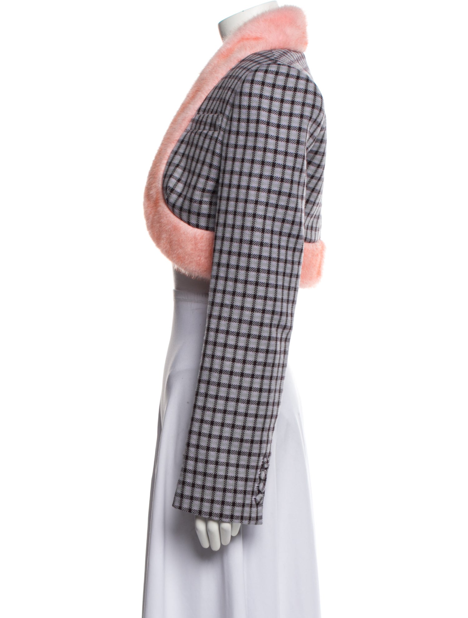 Area Virgin Wool Plaid Print Bolero