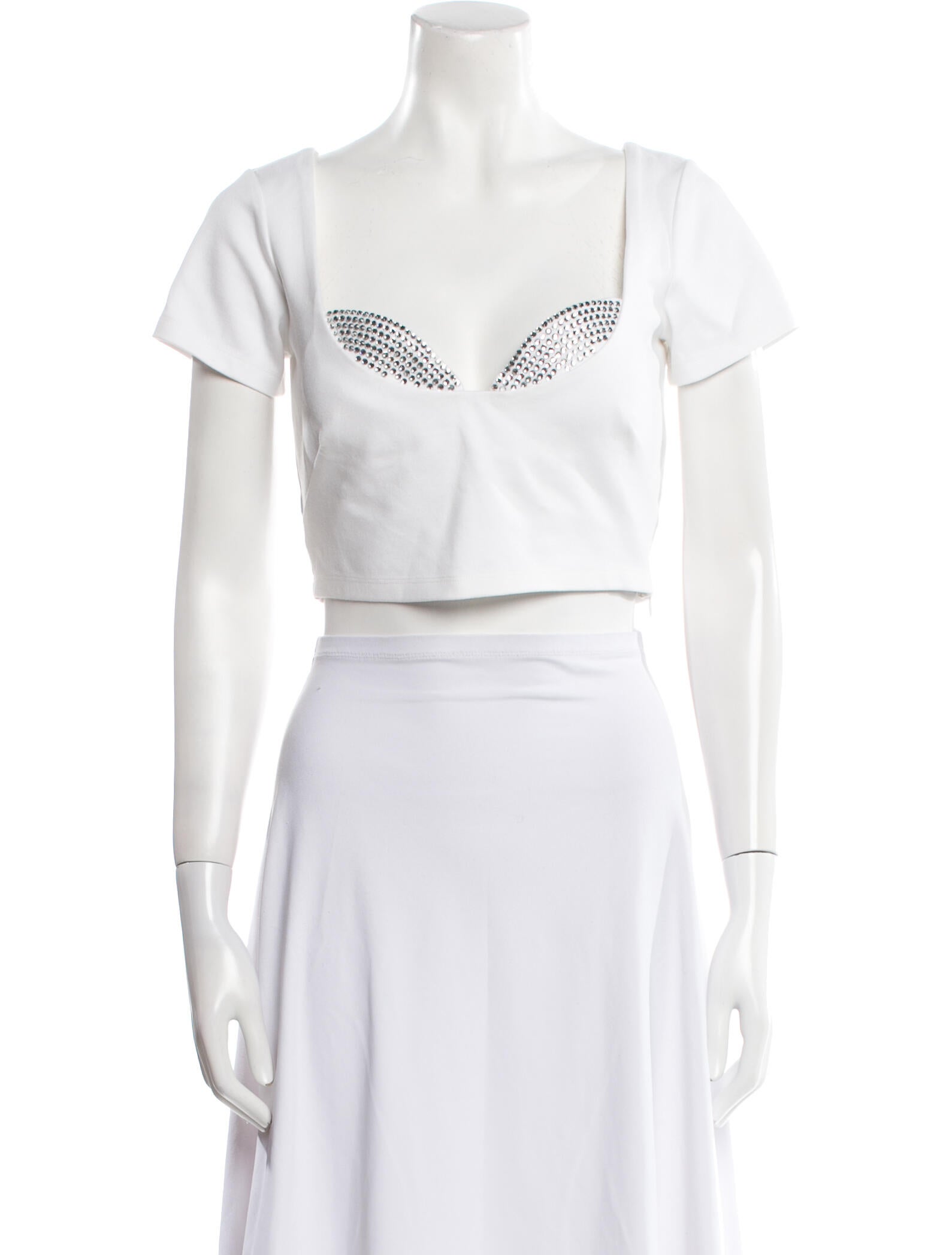 Area Square Neckline Short Sleeve Crop Top