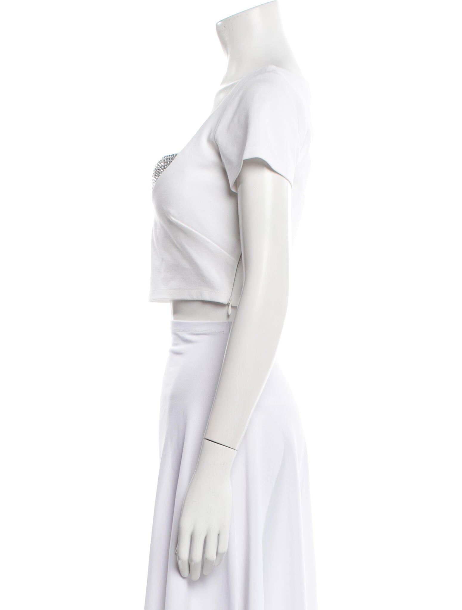 Area Square Neckline Short Sleeve Crop Top