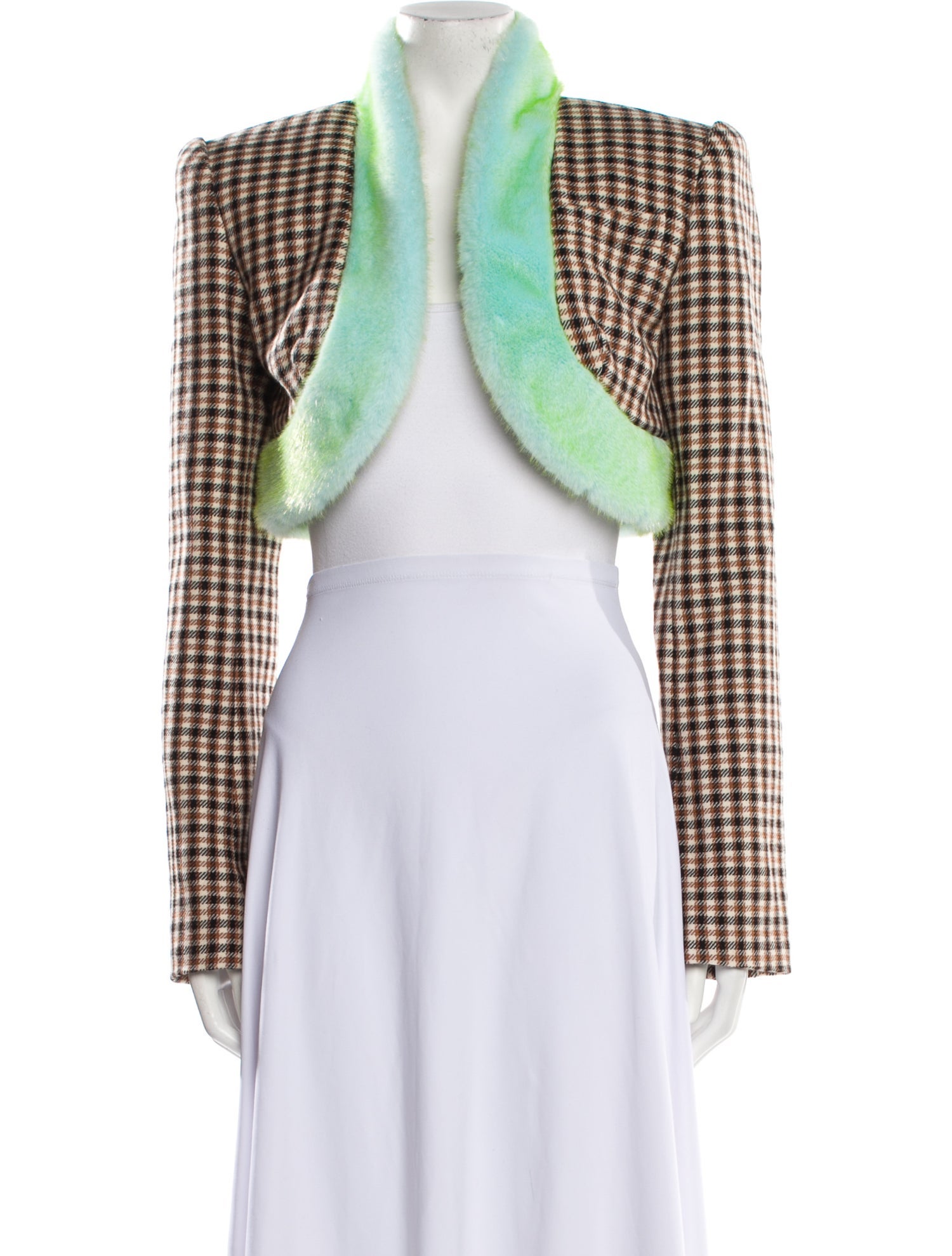 Area Virgin Wool Houndstooth Print Bolero