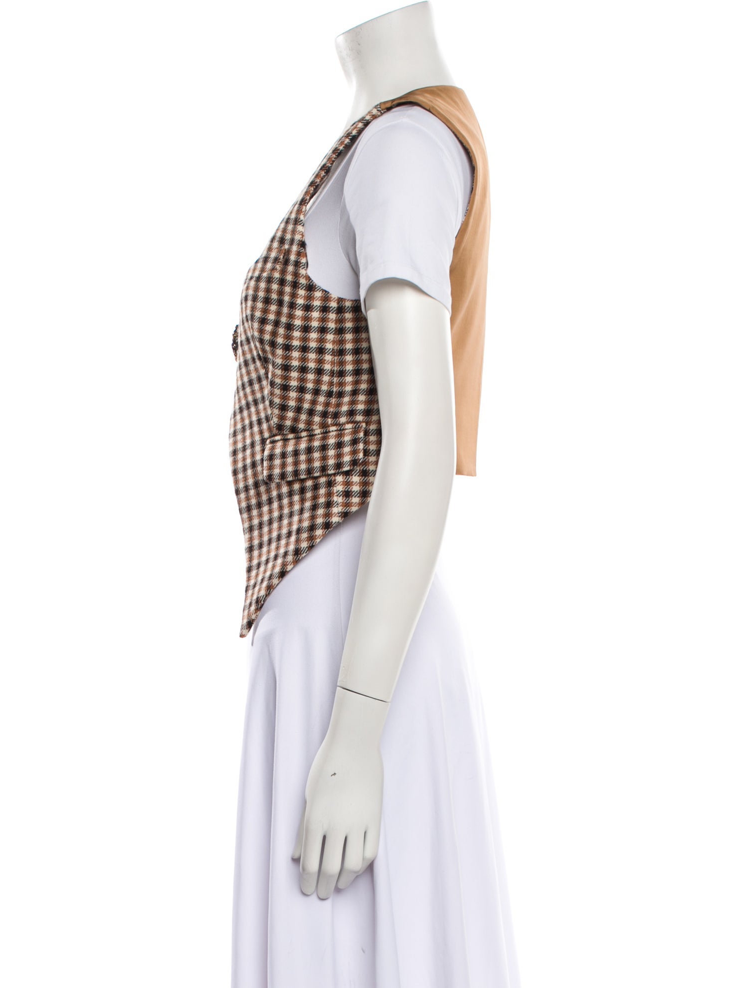 Area Virgin Wool Plaid Print Vest