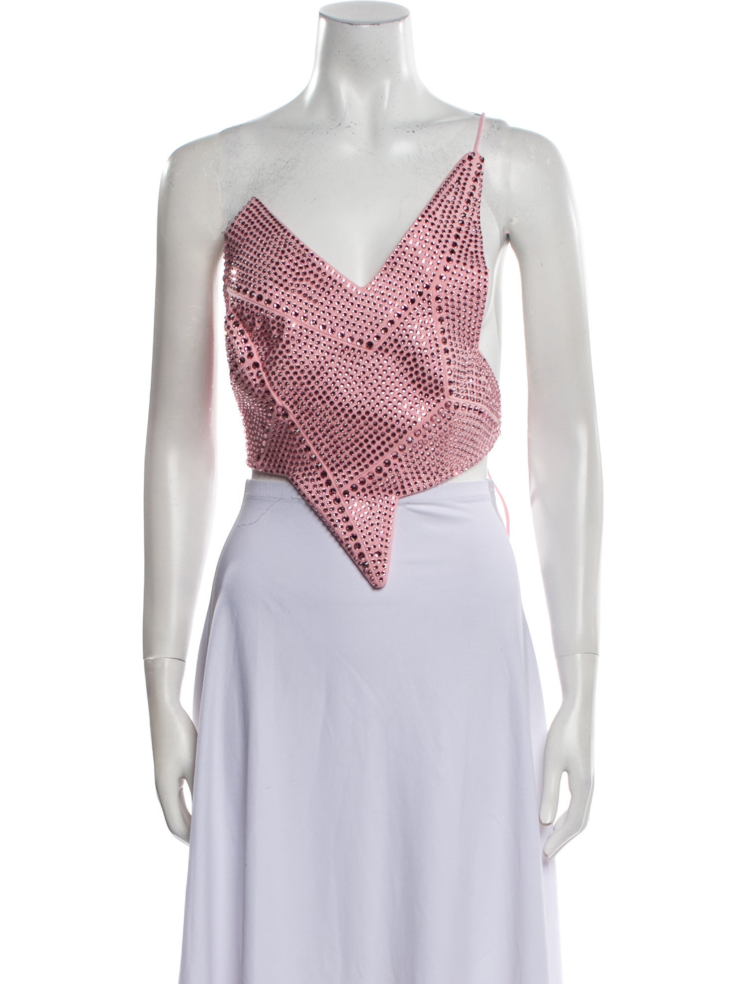 Area Polka Dot Print V-Neck Crop Top w/ Tags