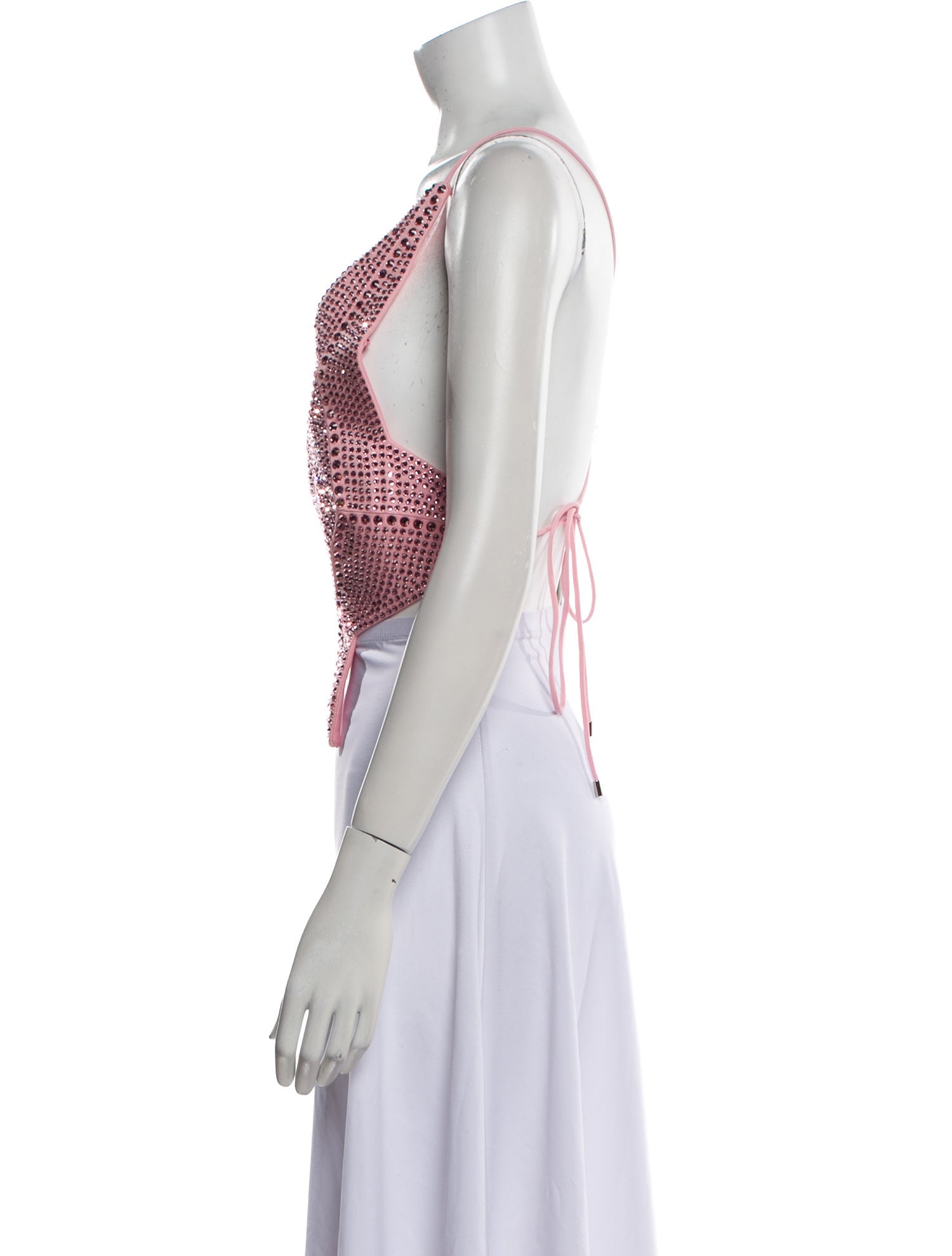 Area Polka Dot Print V-Neck Crop Top w/ Tags