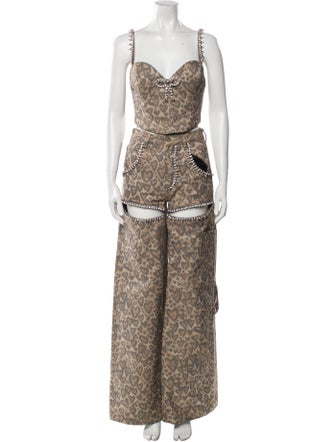 Area Printed Bow Accents Pant Set