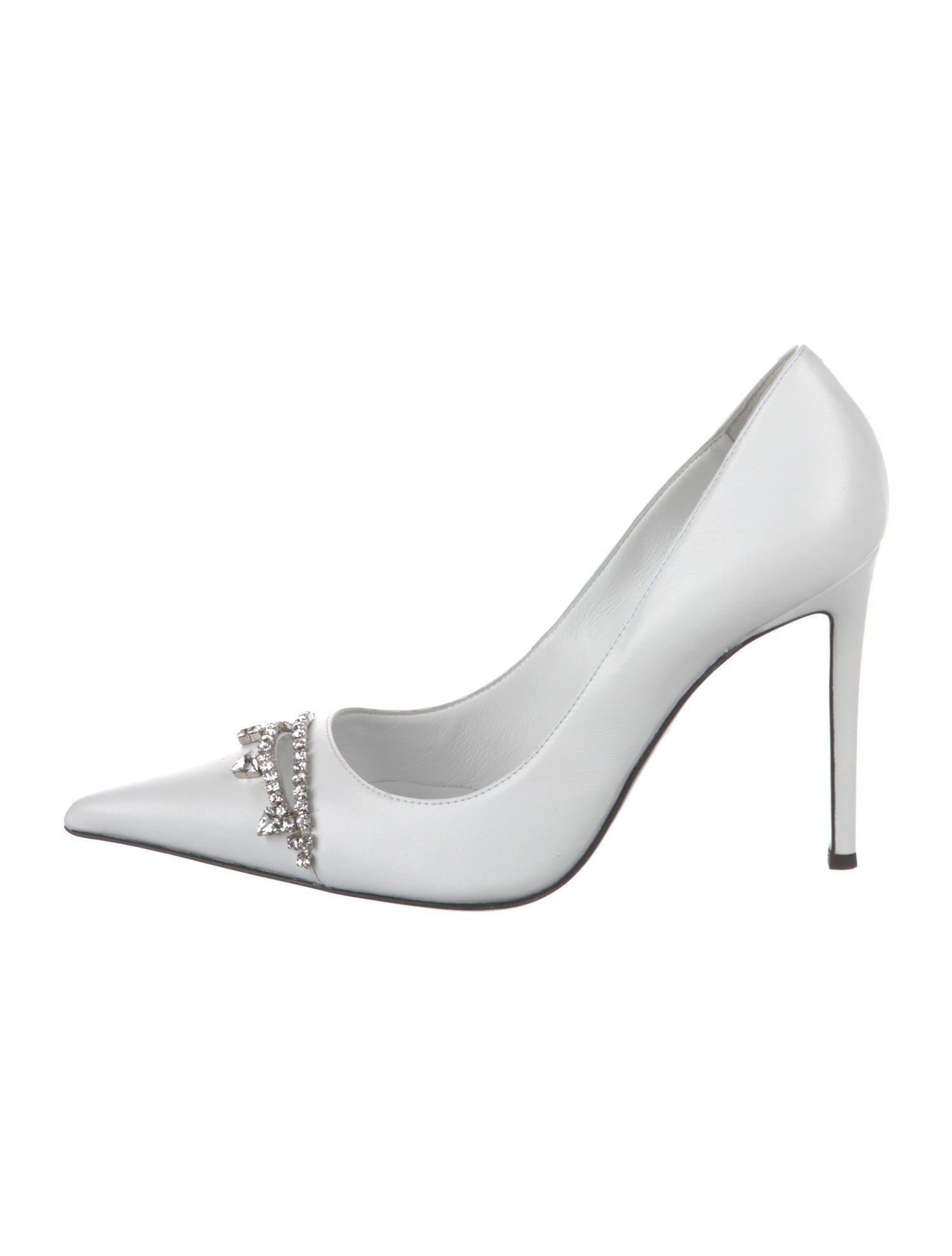 Area Leather Crystal Embellishments Pumps