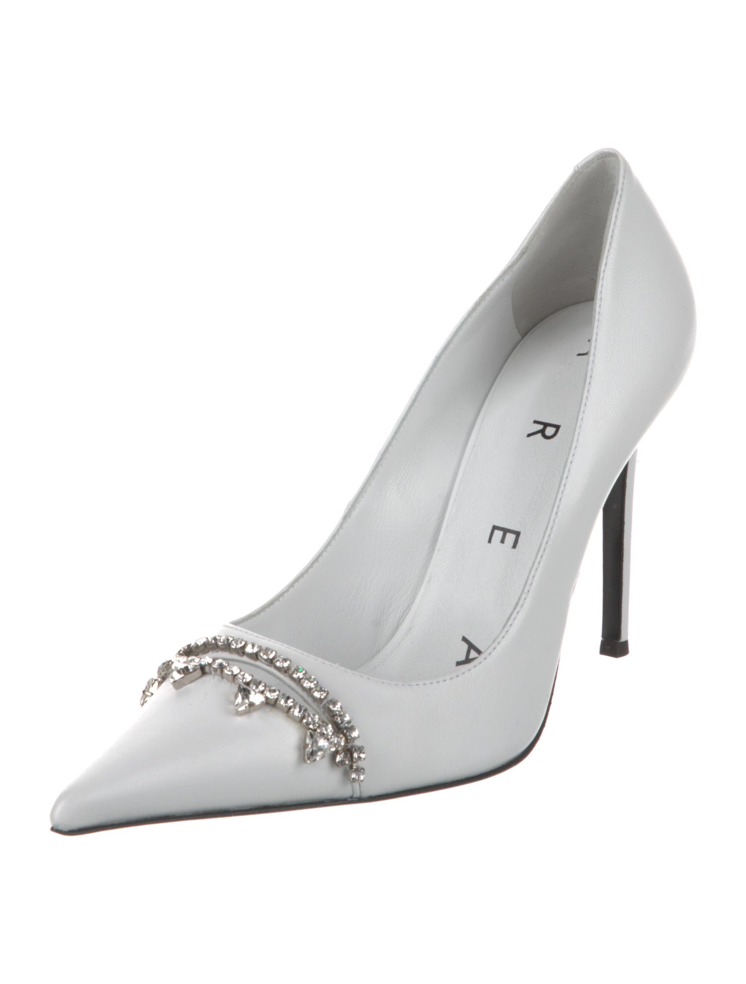 Area Leather Crystal Embellishments Pumps