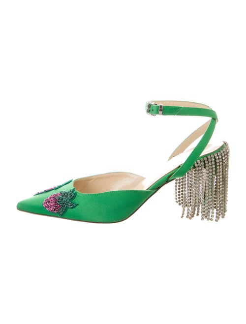 Area Satin Floral Print Slingback Pumps