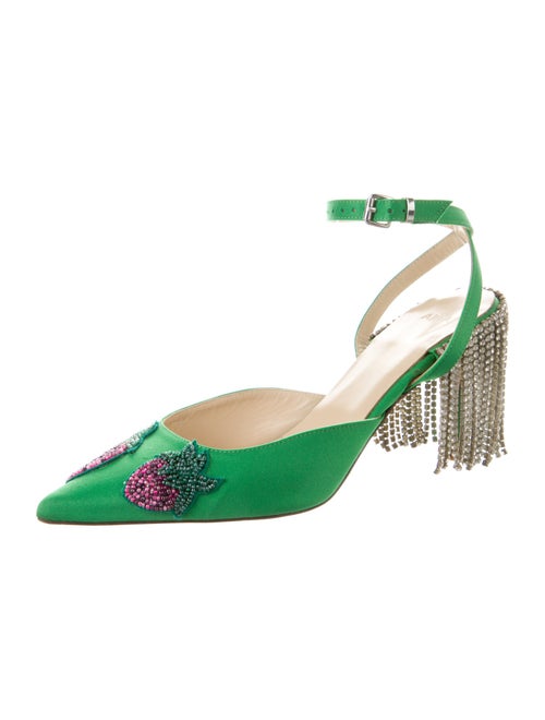 Area Satin Floral Print Slingback Pumps