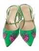 Area Satin Floral Print Slingback Pumps
