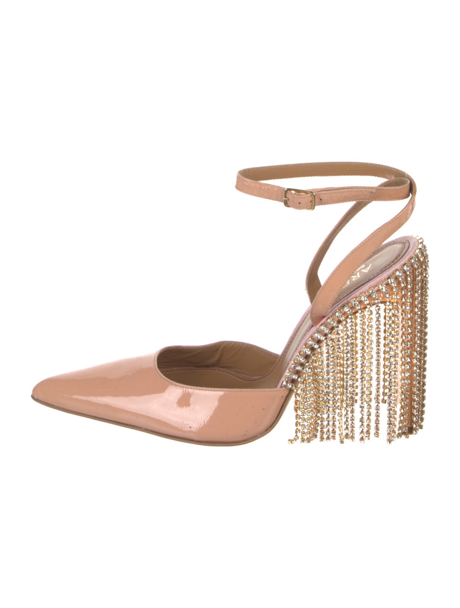 Area Patent Leather Crystal Embellishments D'Orsay Pumps