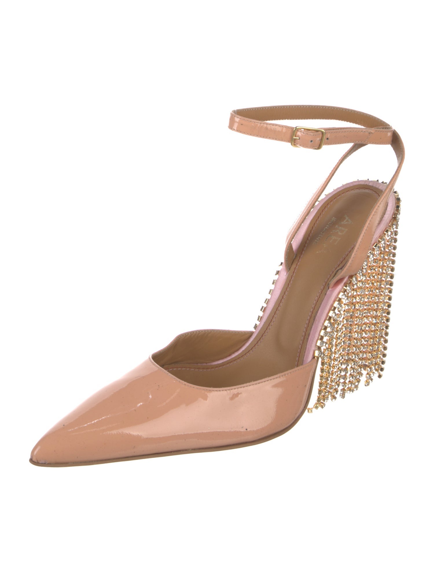 Area Patent Leather Crystal Embellishments D'Orsay Pumps