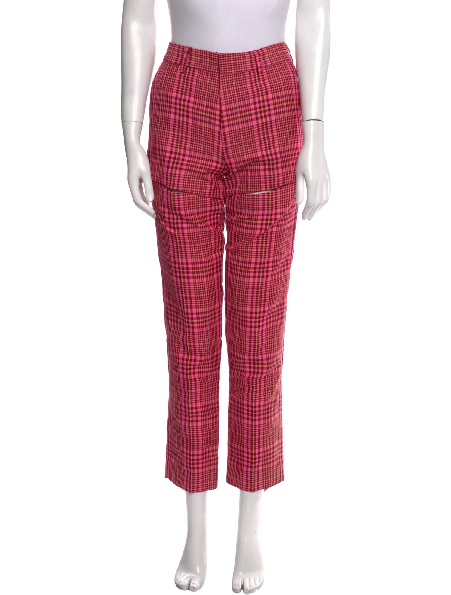 Area Plaid Print Straight Leg Pants