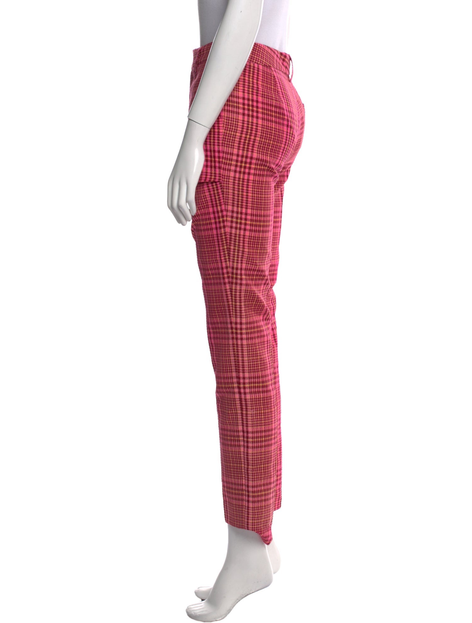 Area Plaid Print Straight Leg Pants