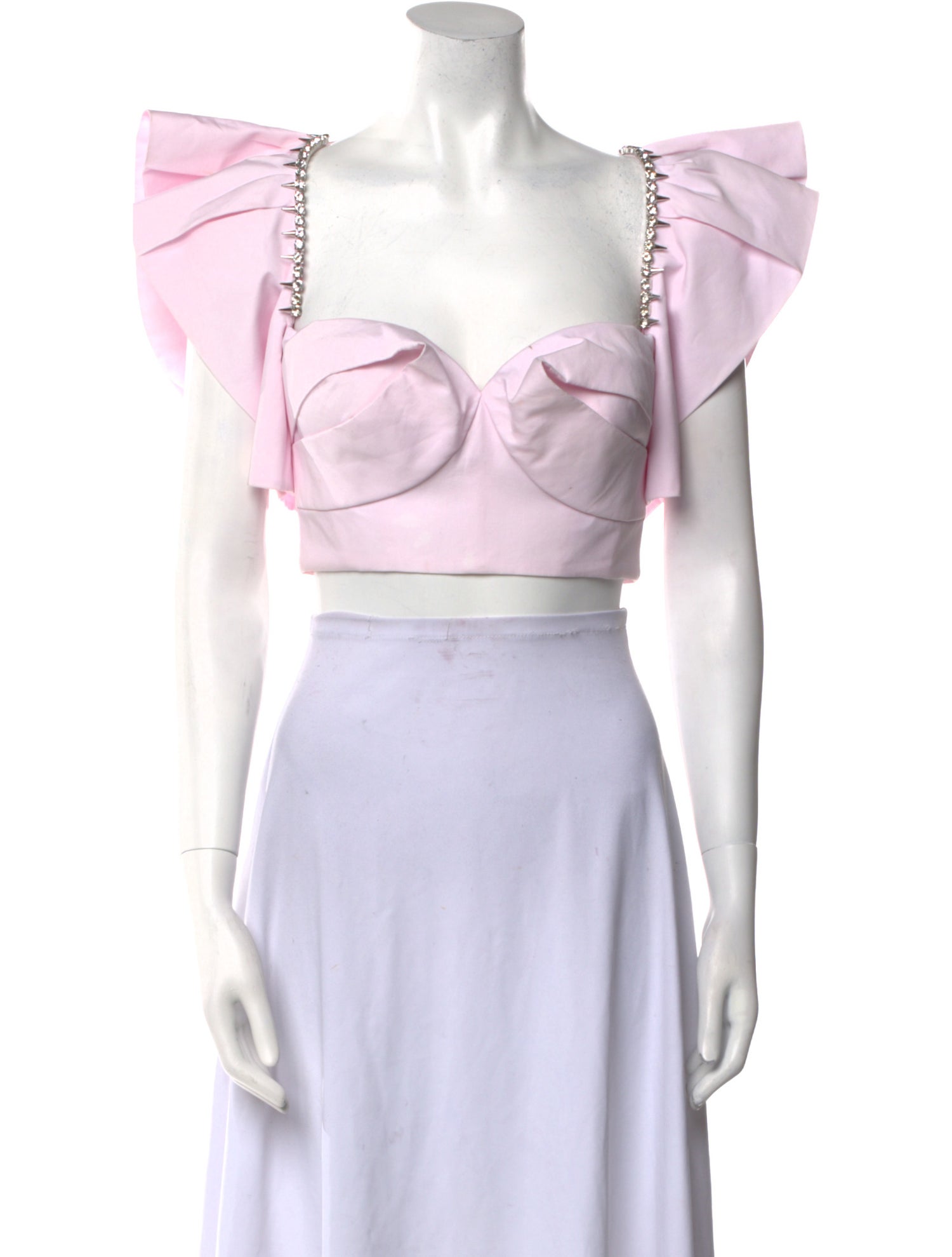 Area Square Neckline Short Sleeve Crop Top