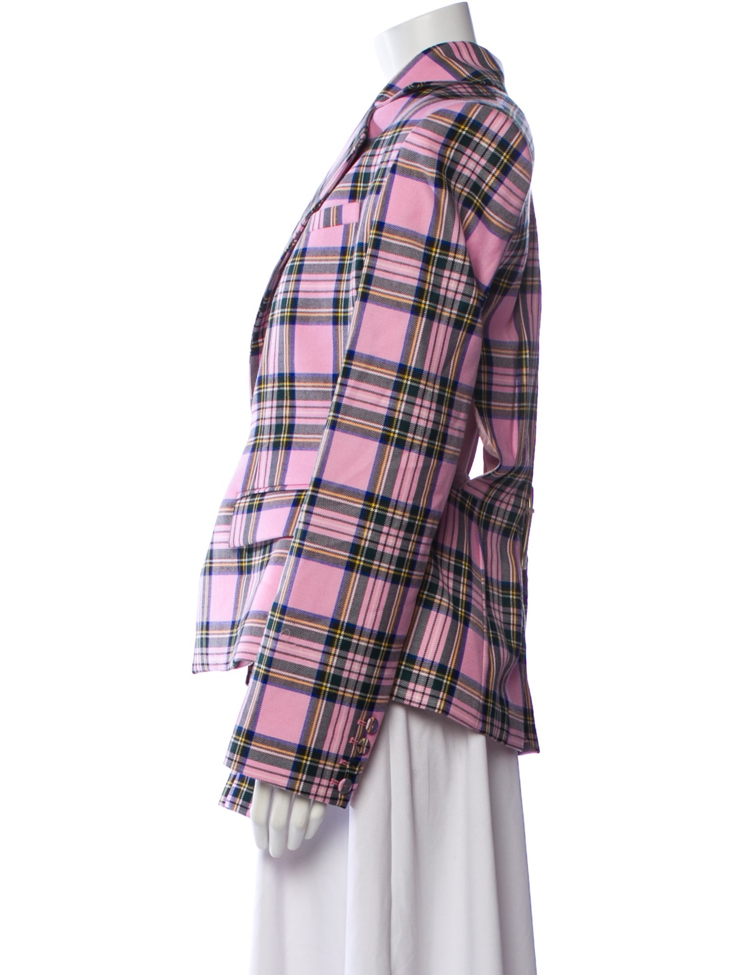 Area Wool Plaid Print Blazer