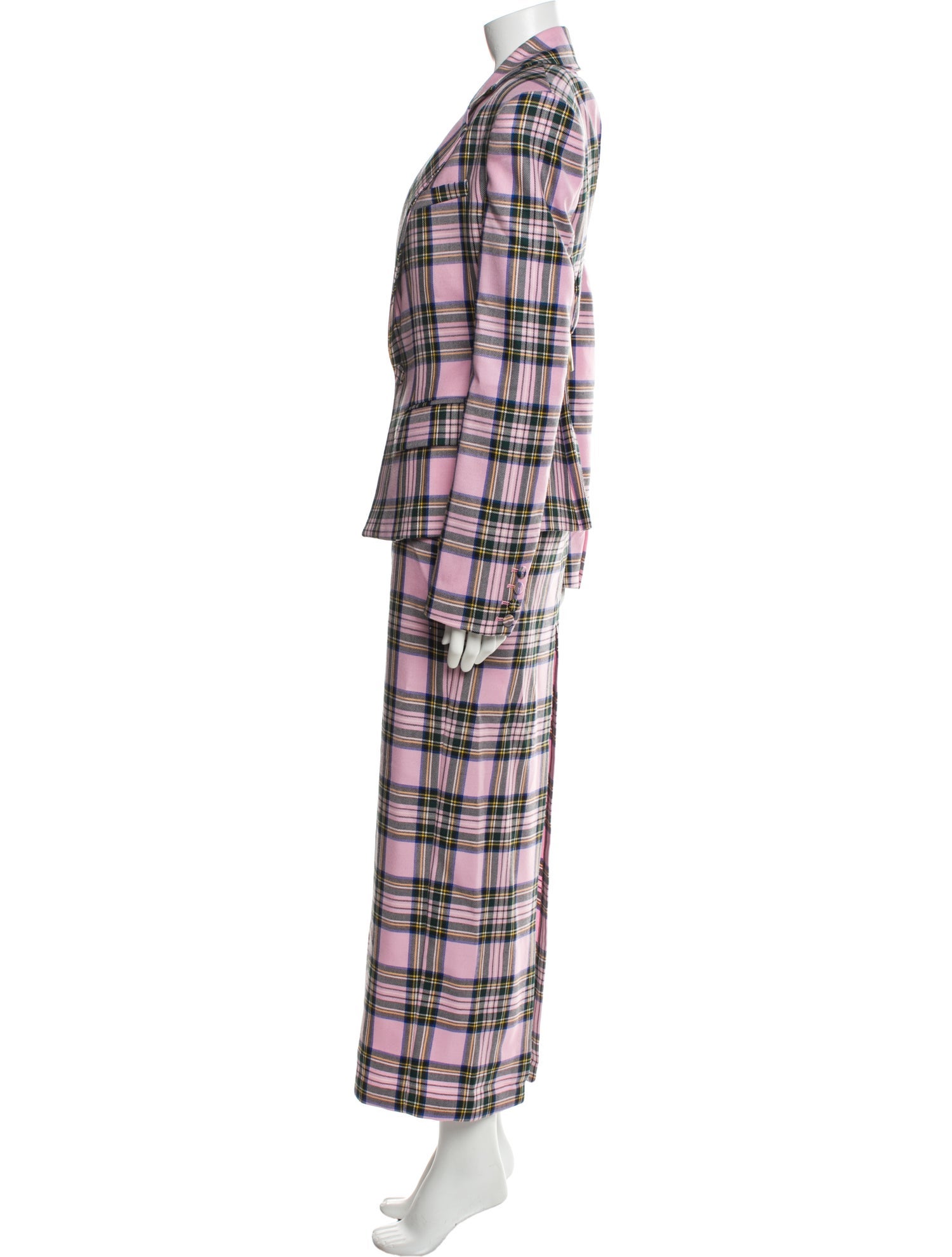 Area Virgin Wool Plaid Print Skirt Set