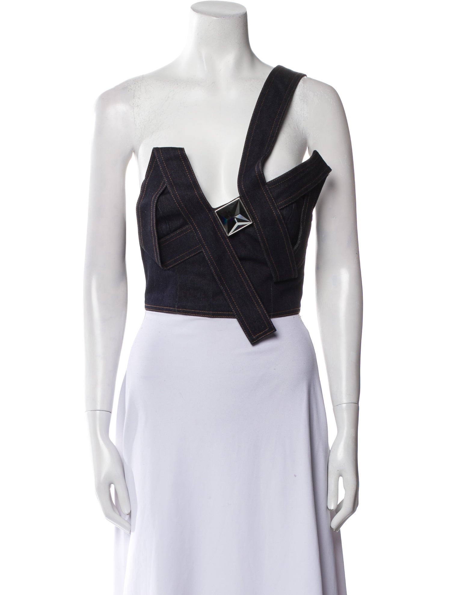 Area One-Shoulder Sleeveless Crop Top