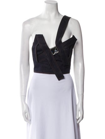 Area One-Shoulder Sleeveless Crop Top