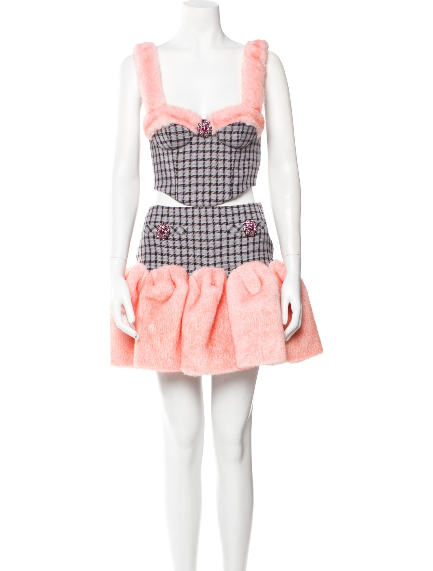 Area Virgin Wool Plaid Print Skirt Set w/ Tags